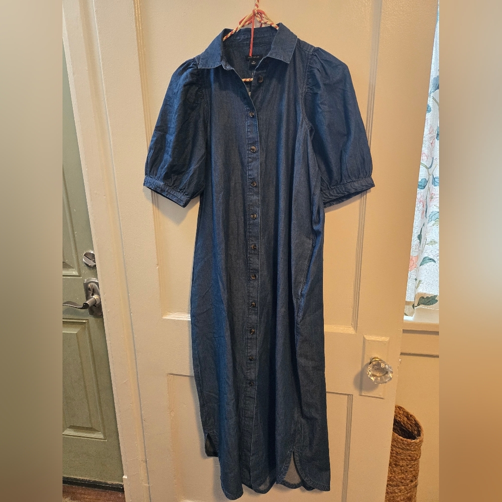 Ann Taylor Indigo Button-Up Maxi Dress